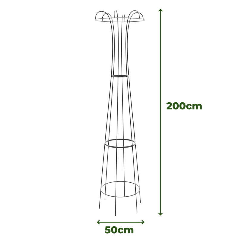 Wilmore Metal Obelisk Plant Support, Raw, 200cm H x 50cm W x 50cm D