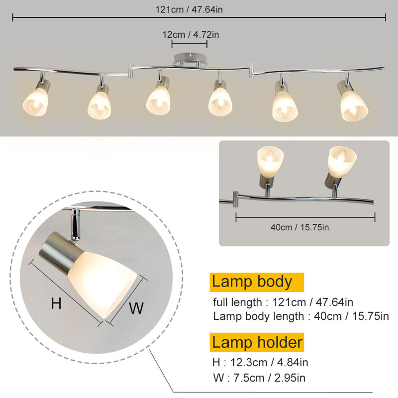 Kilia 48'' 6 -Light Swing Arm Track Track Kit with Dimmable and Adjustable Head