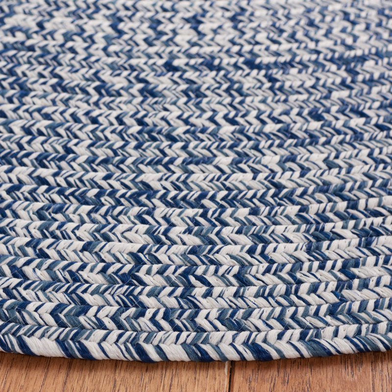 Trombetta Stain Resistant Indoor / Outdoor Area Rug, Oval 8' x 10', Dark Blue/Ivory