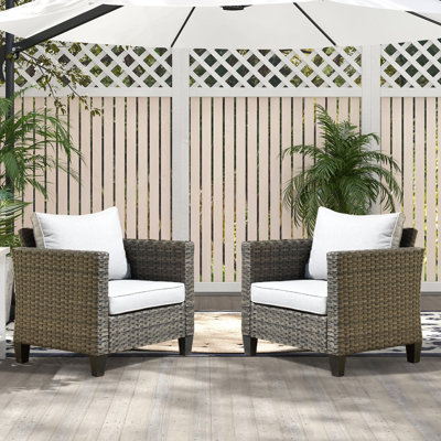 Chaises d'extérieur en osier 2 places Allcot pour 2 personnes avec coussins confortables
