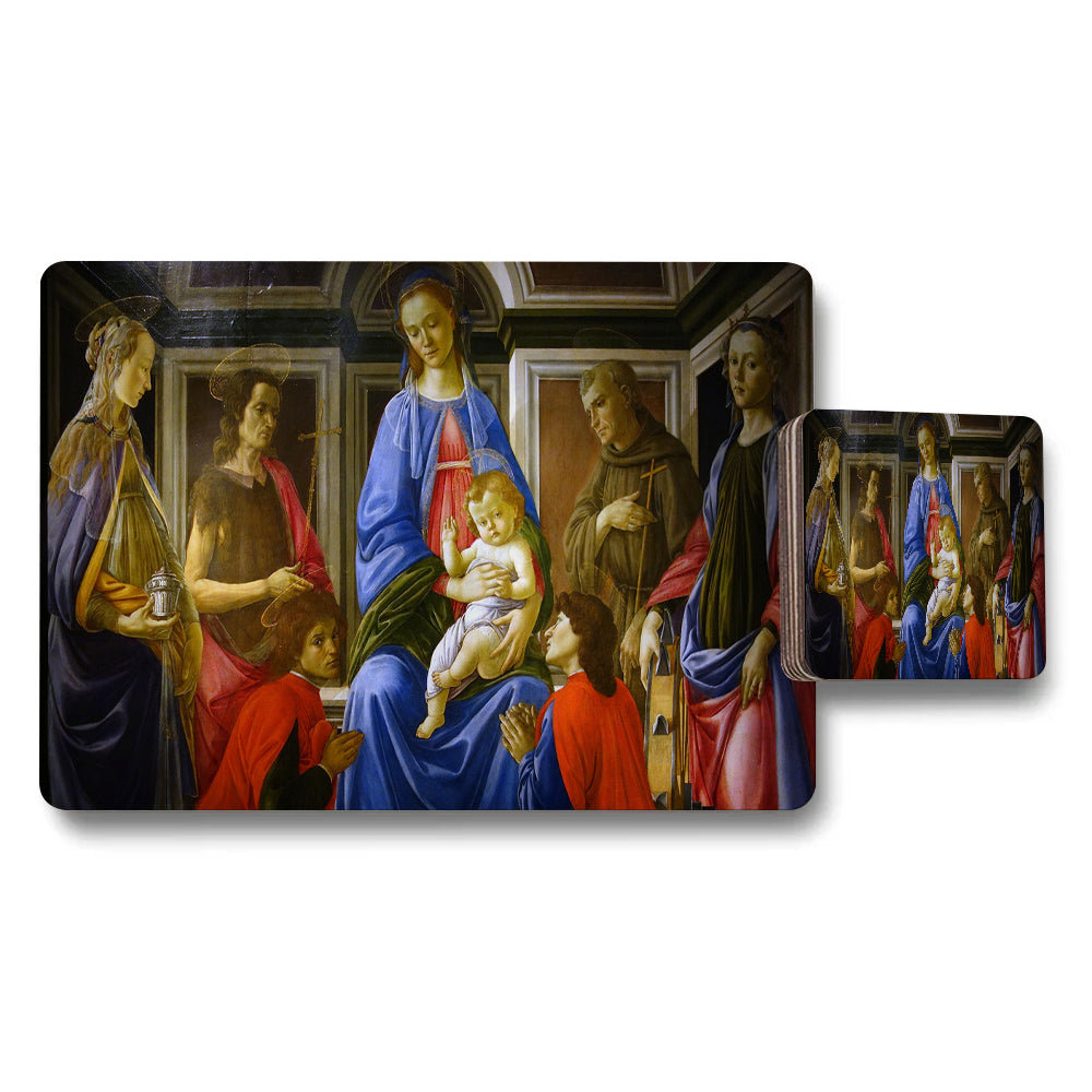 Madonna And Child Religious Art Placemat And Coaster Set