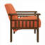 Pour le salon et la chambre à coucher, cette chaise avec accoudoirs en tissu orange classique est dotée d'un cadre moderne en bois massif.-2087767507