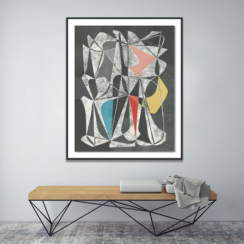 Vedene Print by Bangbouh Studio, 48" H x 40" W x 2.5" D, Light Gray/Red/White/Gold/Blue, Black