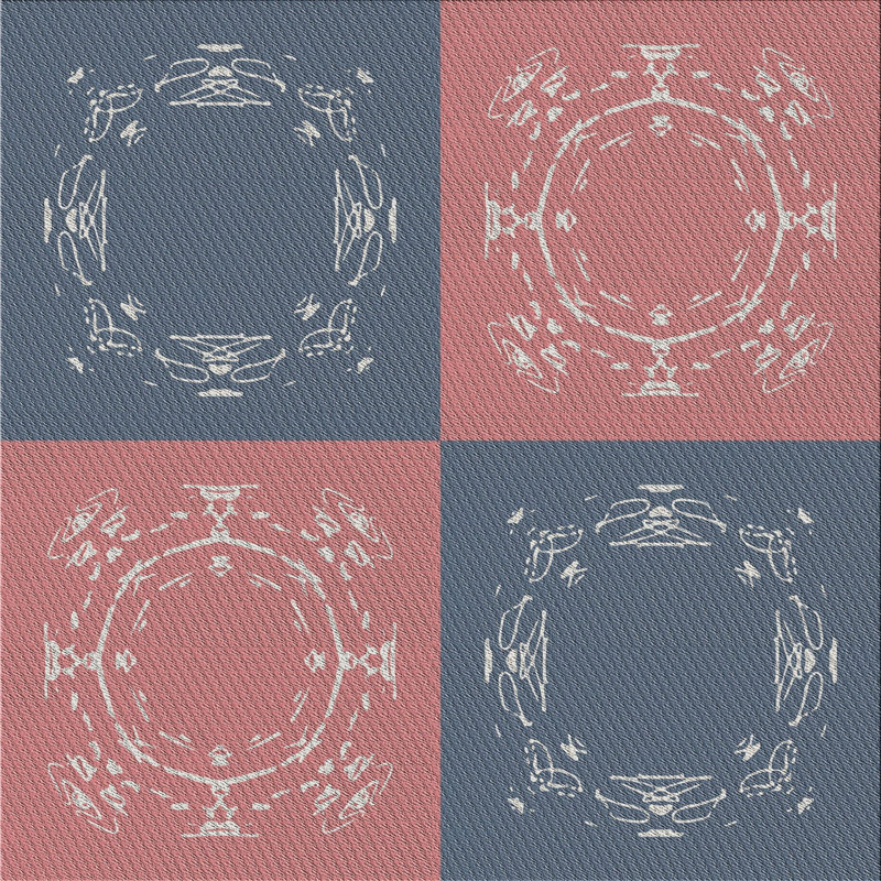 Tapis gris/zone rose à motifs, Carré 3 pi