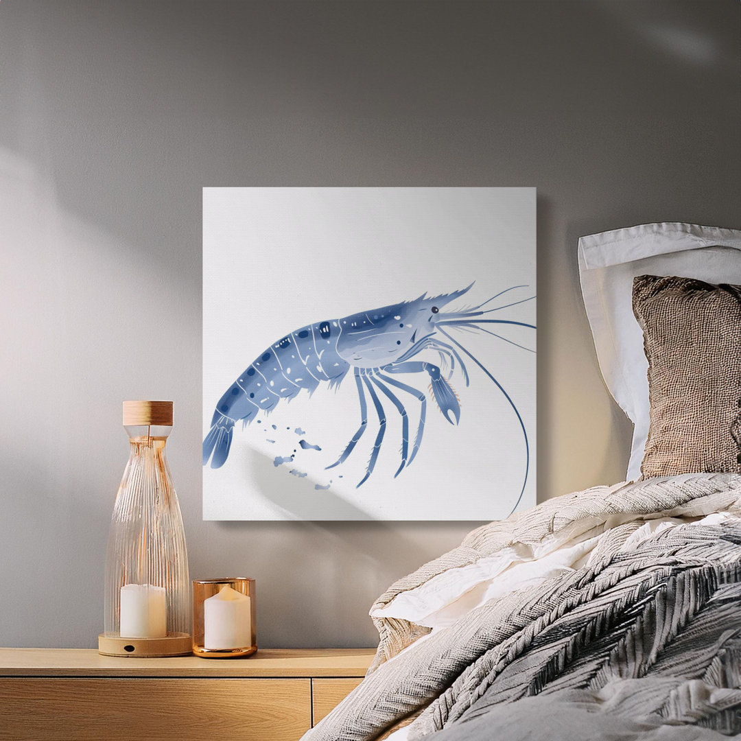 Modern Blue Shrimp Ocean Wall Art