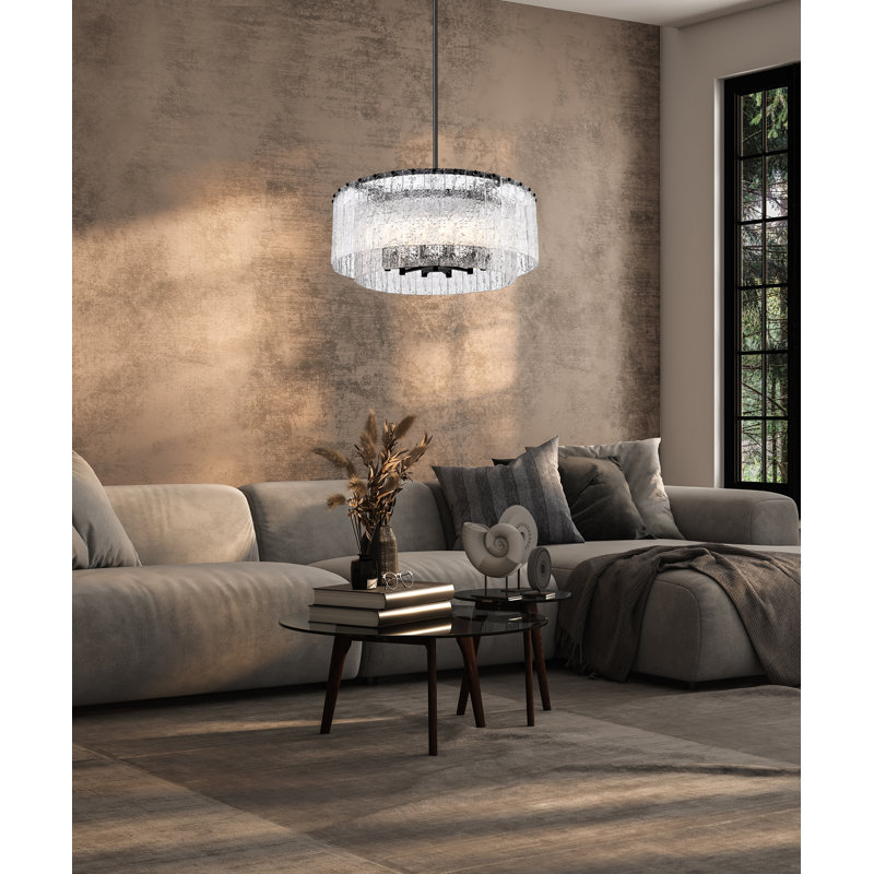 Luminaire suspendu 12 lumières Bukov, Noir mat