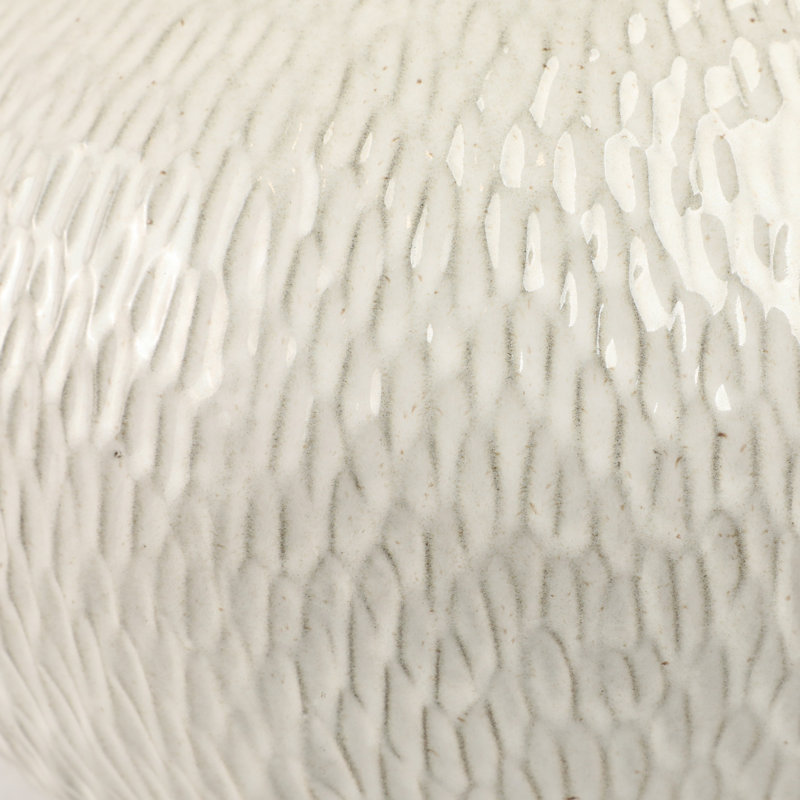 Vase texturé en céramique blanc cassé - Vase rond décoratif pour décoration moderne, H 10 po x l 12,75 po x P 12,75 po