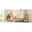 Lit plateforme double avec escalier, structure de lit simple en bois massif, profil bas et design amusant enfantin, naturel-129865051