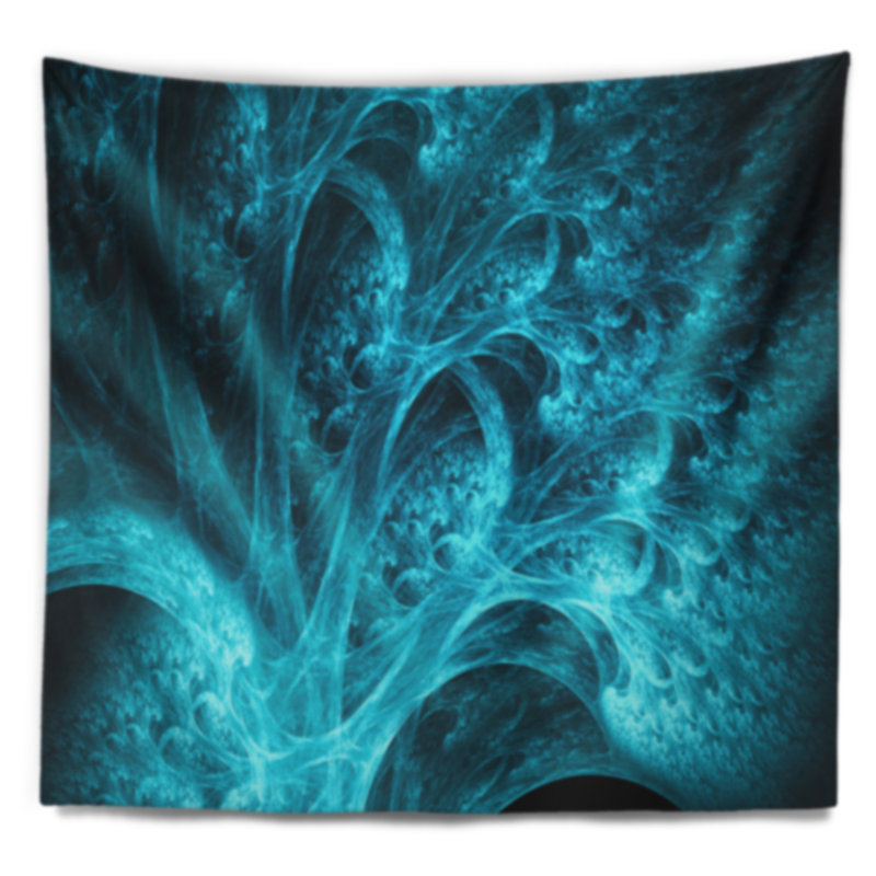 Tapisserie de forêt abstract blue blue psychédélique, H 32 po x l 39 po