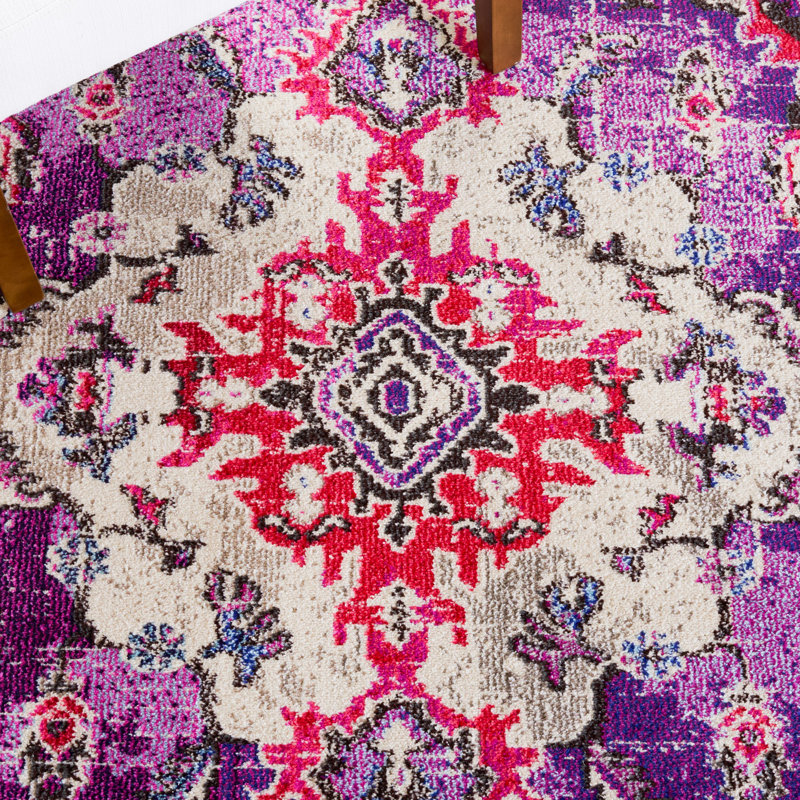 Almyra Oriental Area Rug, Rectangle 9' x 12', Violet/Fuchsia