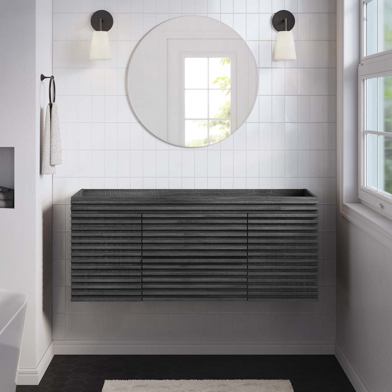 Charcoal 48" Wall-Mount Single Sink Bathroom Vanity Cabinet