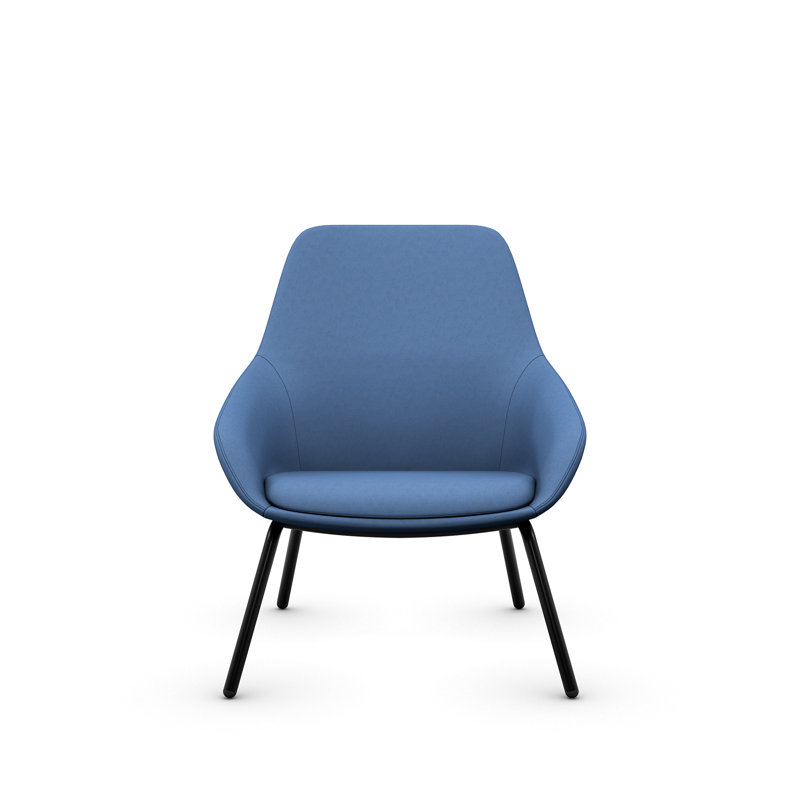 Lilly Upholstered Lounge Chair from 9to5 Seating, Black,  Blue Polyester