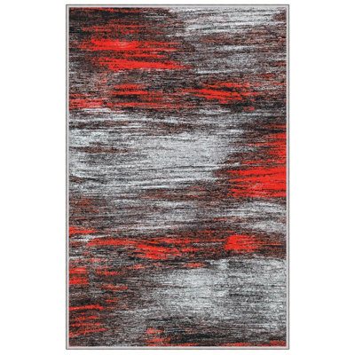 Stylish Woven Carpet (4 x 6 Feet), 100% Polyester, 0.3 in Pile Height | Antibacterial, Non-Slip PVC Dot Underside | Machine Washable, 3D Digital Printed Design | Perfect for Living Room, Bedroom & Office Decor