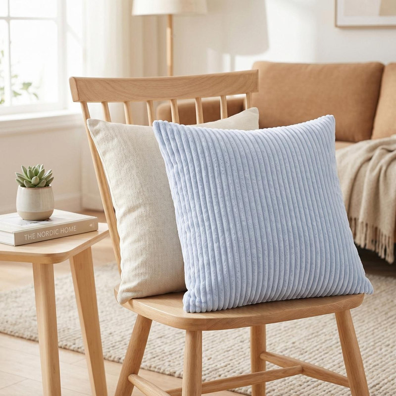 Housse de coussin simple à rayures, Water Blue