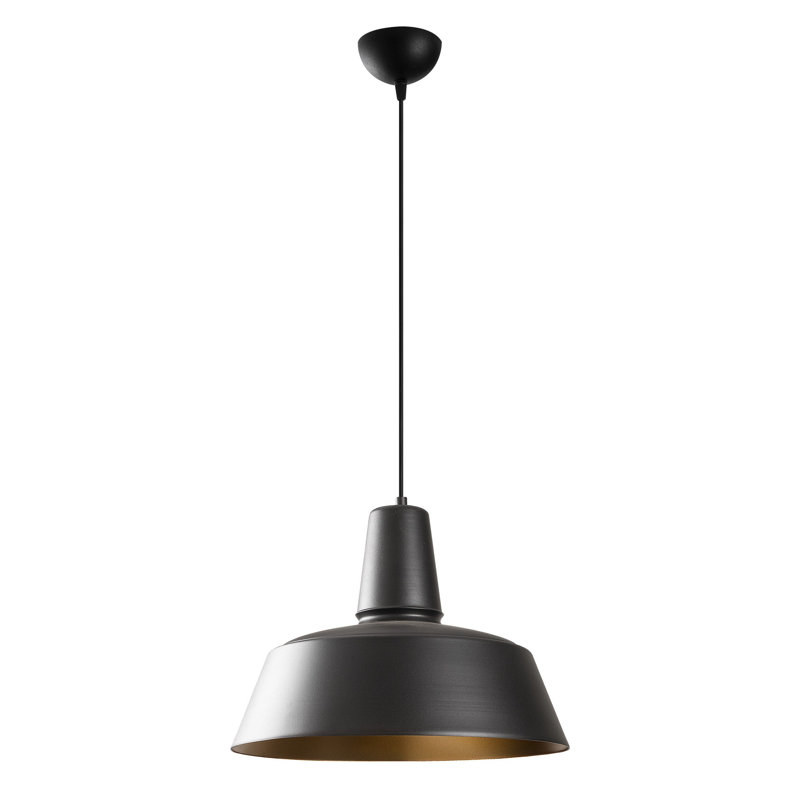 Lustre moderne élégant, hauteur réglable, finition noire et dorée | Corps en métal, 15,7 po de diamètre x 50 po de hauteur | Douille E27, 40 W maximum | Parfait pour les décors industriels, scandinaves et de fantaisie | Certifié IP20