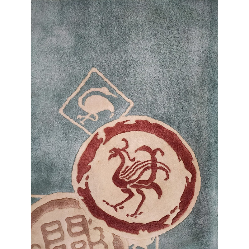 Vintage Art Deco Chinese Medallion Knotted Rug