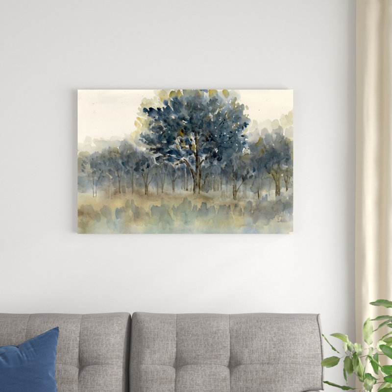 Forêt Moody peinte, H 24 po x l 36 po, Toile tendue, Non