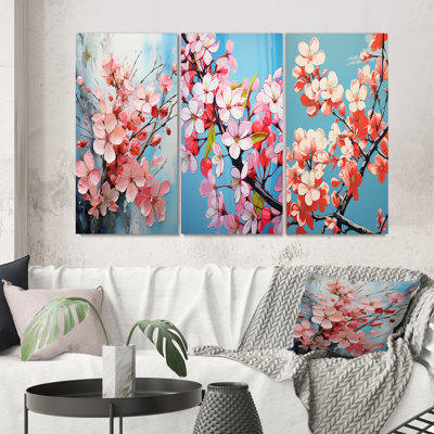 " Pink Apple Blossom Collage " 3 - Pieces