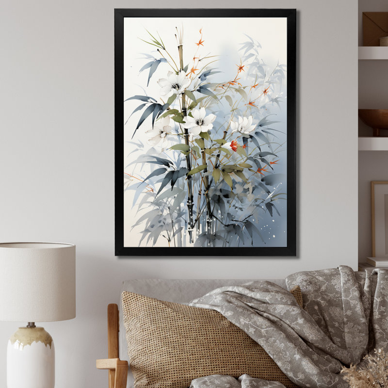 «Asian Art Bambo Whisper», reproduction sur toile, Cadre photo noir simple, H 20 po x l 12 po x P 1 po