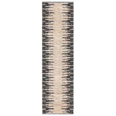 Shelanda Natural Fiber Hand Woven Jute/Wool Abstract Rug in Bleach/Black