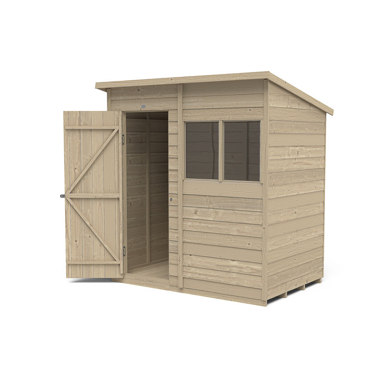 6 ft. W x 4 ft. D Wooden Overlap Pent Garden Shed