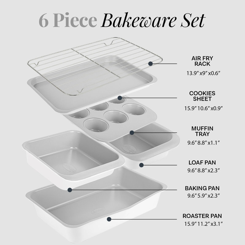Ensemble de plats de cuisson 6 pièces Gotham Steel, Blanc