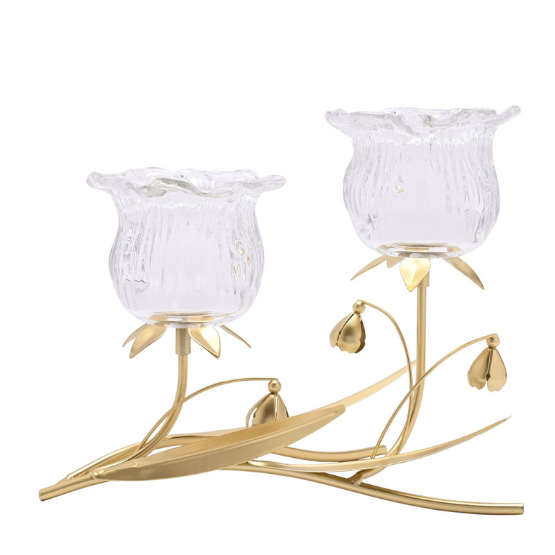 20.4Cm Glass Metal Tabletop Votive Holder