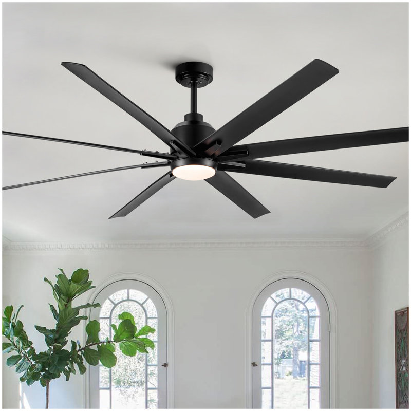 Ventilateur de plafond 72 po d'intérieur noir intelligent avec lumière DEL et télécommande
