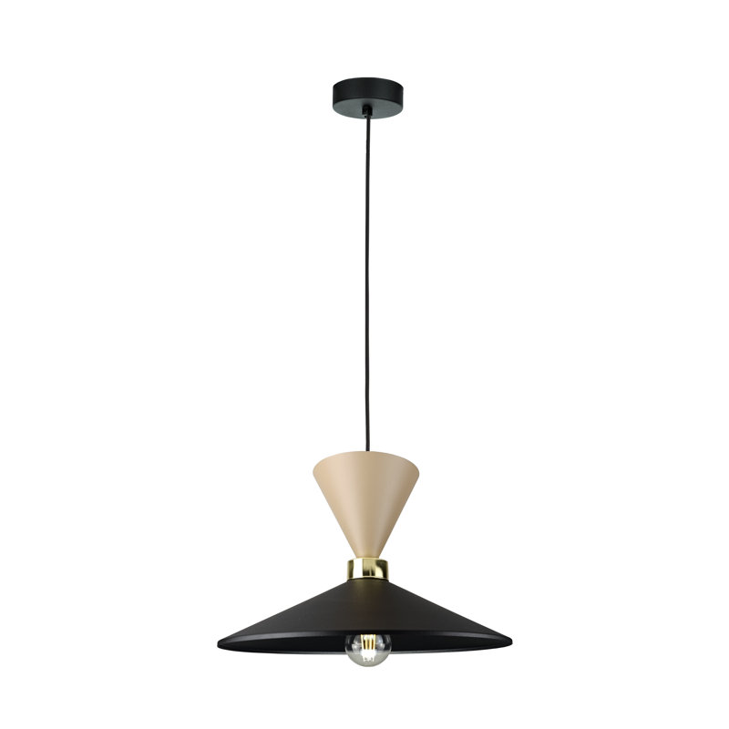 1 - Light Matte Black Dome Pendant, Latte/Black