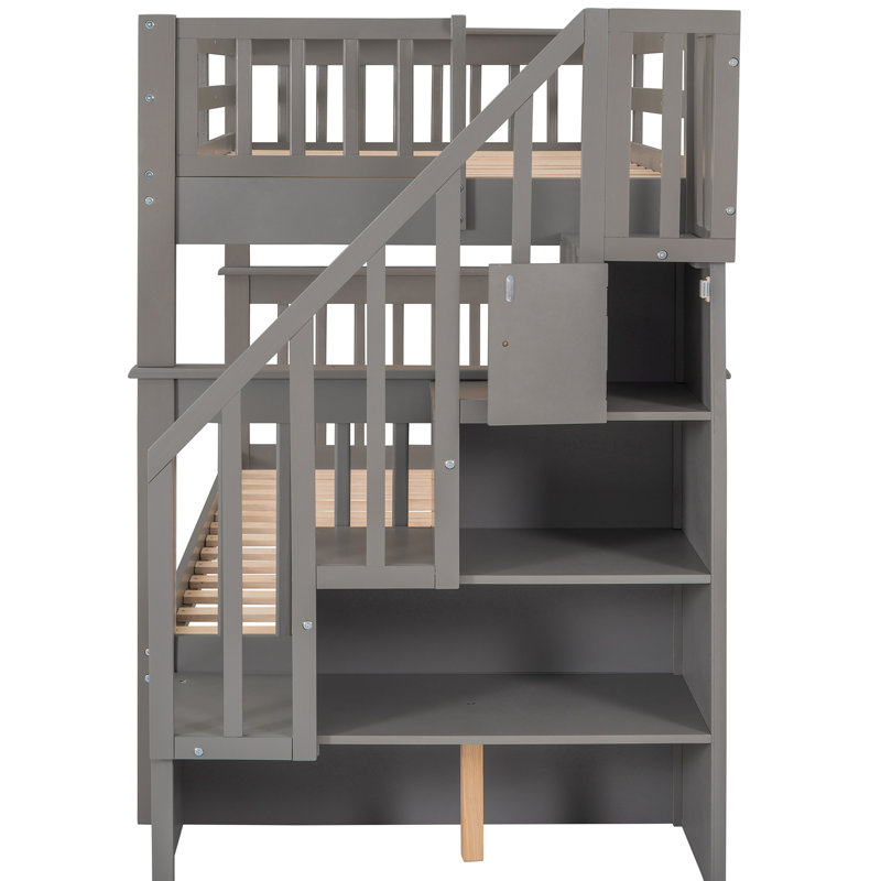 Gray Twin Bunk Bed With Practical Storage And Stable Construction For Bedroom Twintwin, Gray