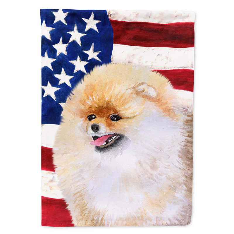 2 côtés en polyester de 2 côtés american drapeau de jardin, Loulou de Poméranie roux