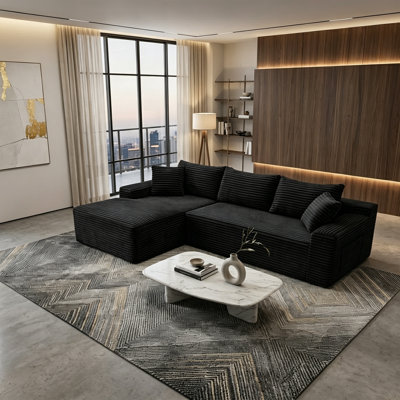 Canapé modulaire surdimensionné en L surdimensionné avec méridienne réversible et coussins décoratifs, sans assemblage