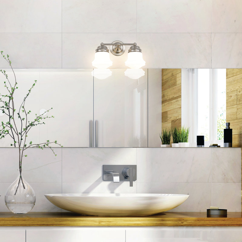 Éclairage pour meuble-lavabo à 2 lumières Wilsall, Nickel brossé
