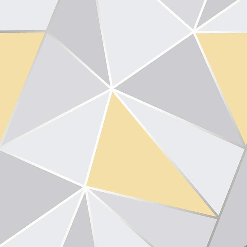 10m x 53cm Matte Wallpaper Roll, Yellow/Grey