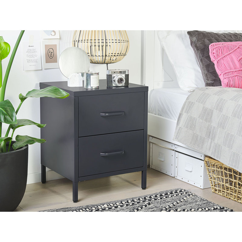 Arturs 2 Drawer Bedside Table, Grey