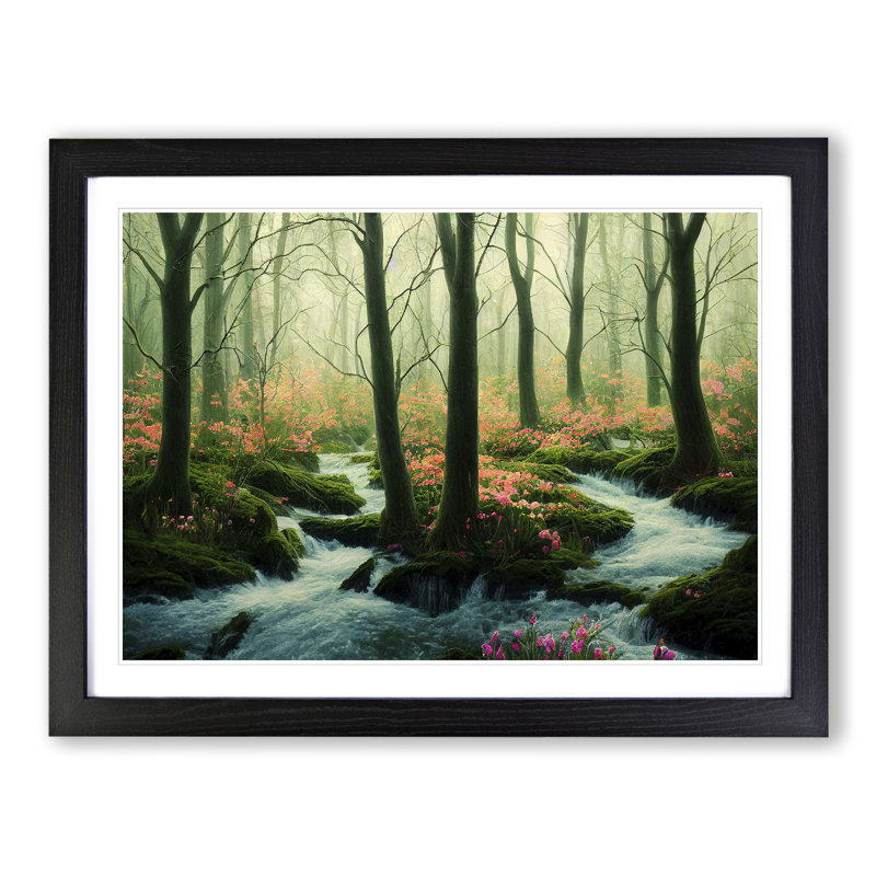Ethereal Spring Forest - Framed Print, Black, 46cm H x 64cm W x 2cm D