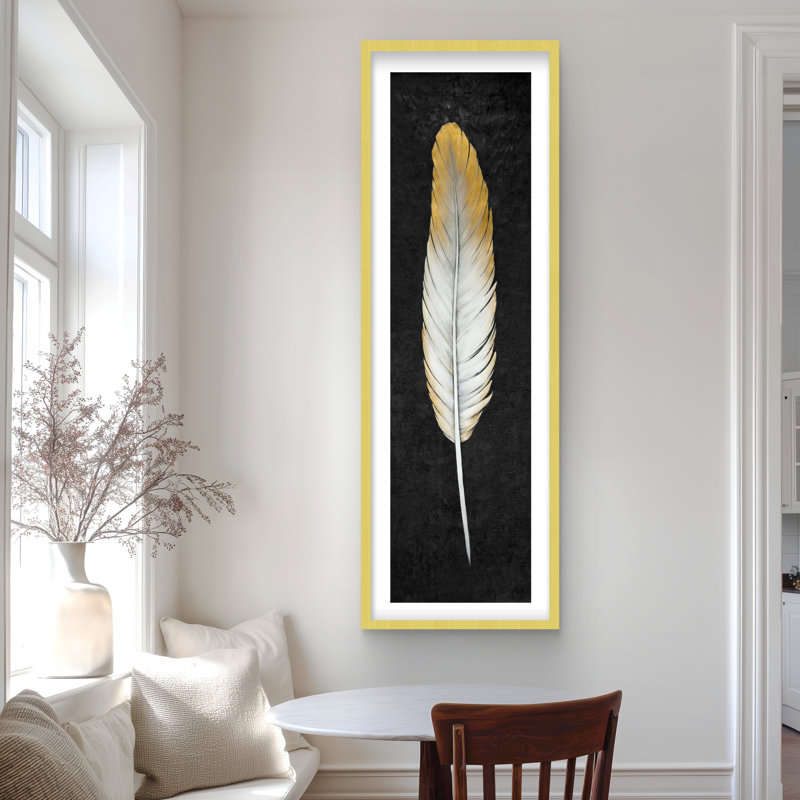 Plume dorée - imprimé noir mat pour la décoration de la chambre