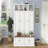 76.7''H Farmhouse Hall Tree With Bench And Cabinet, 4-In-1 Entryway Bench With Coat Rack, Modern Entryway Storage Organizer With Open Cubbies & Hooks For Hallway, Entryway, Living Room-265927018