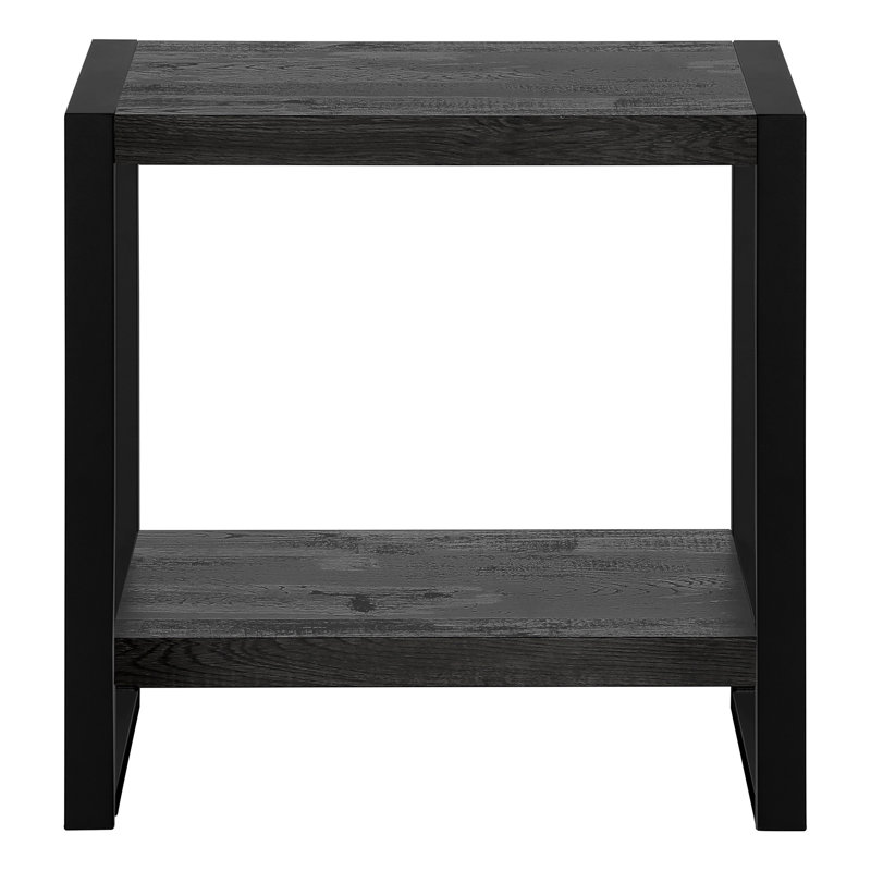 Table d'appoint, côté, bout, table de chevet, lampe, salon, chambre à coucher, stratifié noir, métal noir, industriel, Noir