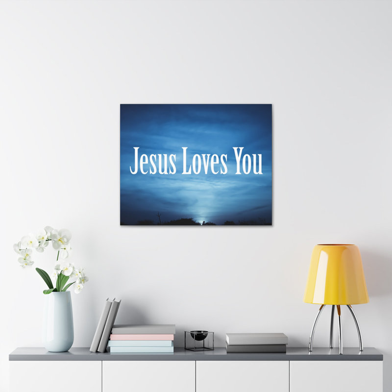 Jean 3: 16, Jésus vous aime, ciel bleu foncé, verset de la Bible, art mural chrétien