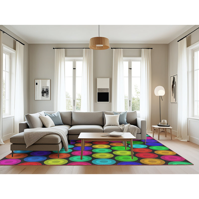 Rameriz Polka Dots Indoor Rug, Rectangle 8' x 12'