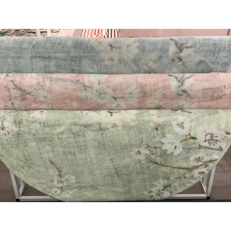 Blossom Fantasia Faux Fur Cloud Round Washable Rug, Round 8', Celadon