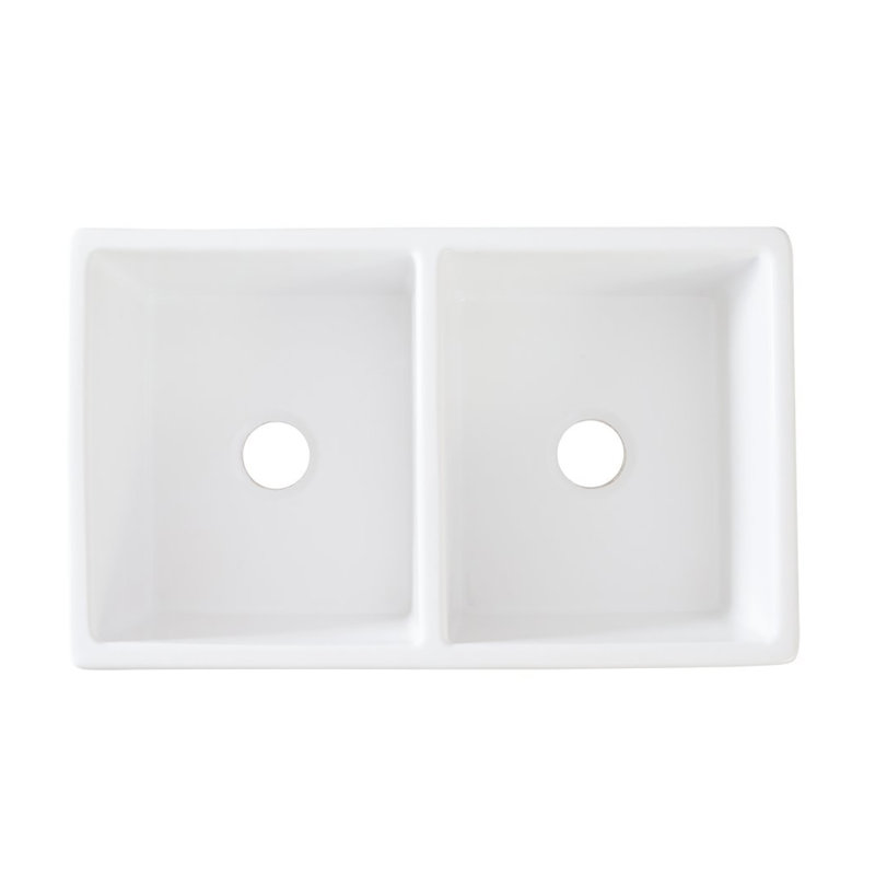 33'' L Farmhouse / Apron Double Bowl Fireclay Kitchen Sink