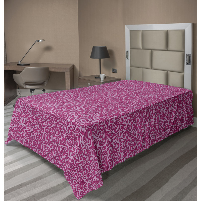 Drap-housse à motif floral Ambesonne, Drap plat pour lit simple TG, Magenta foncé, rose doux / cachemire