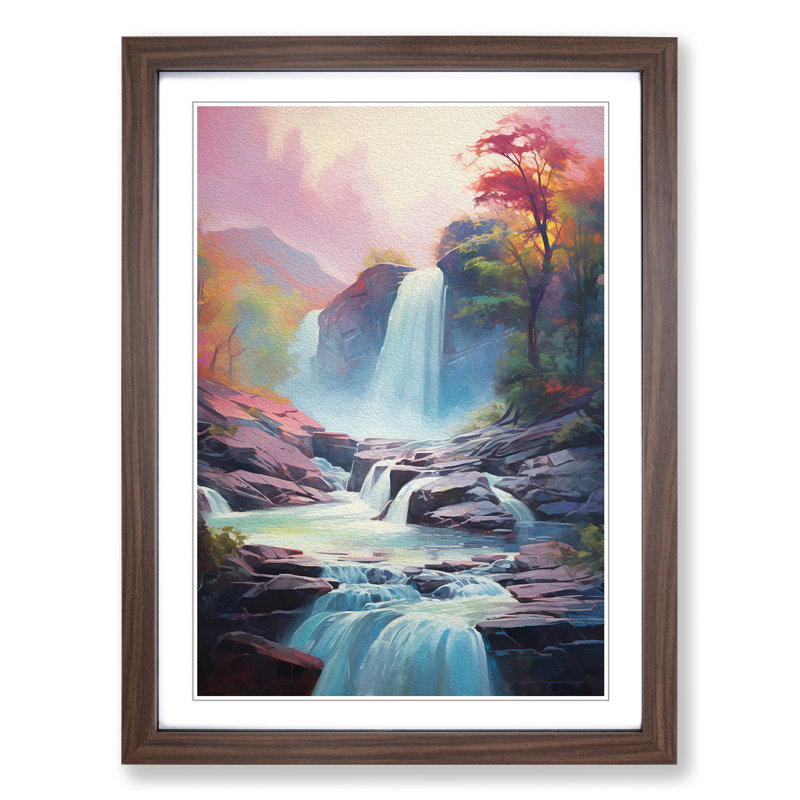 Waterfall Impressionism - Framed Print, Walnut , 34cm H x 25cm W x 2cm D