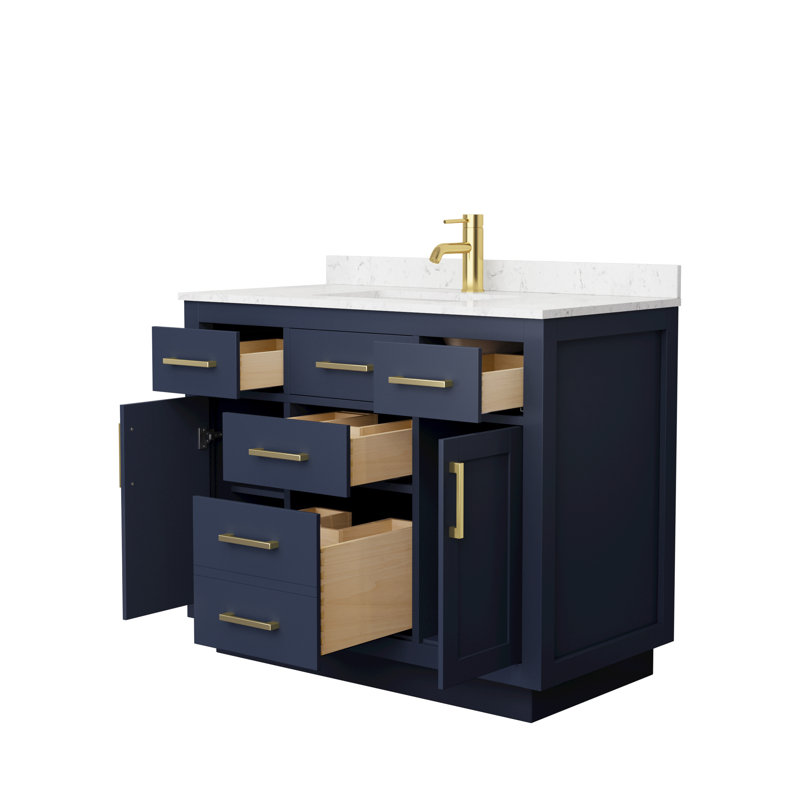 Beckett TK 42'' W Single Vanity, Dark Blue, Carrara Cultured Marble, Brushed Nickel