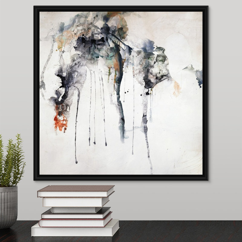 « étrange magic », peinture sur toile, H 17,7 po x l 17,7 po x P 1,75 po, Cadre flottant noir