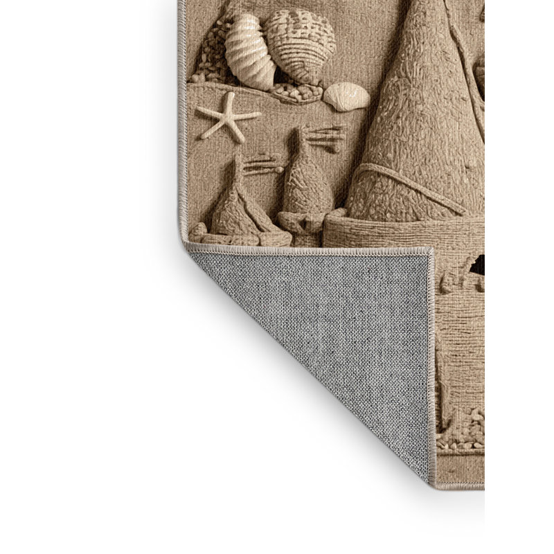  Tapis bord de mer lavable Sandcastle, Rond 8 pi
