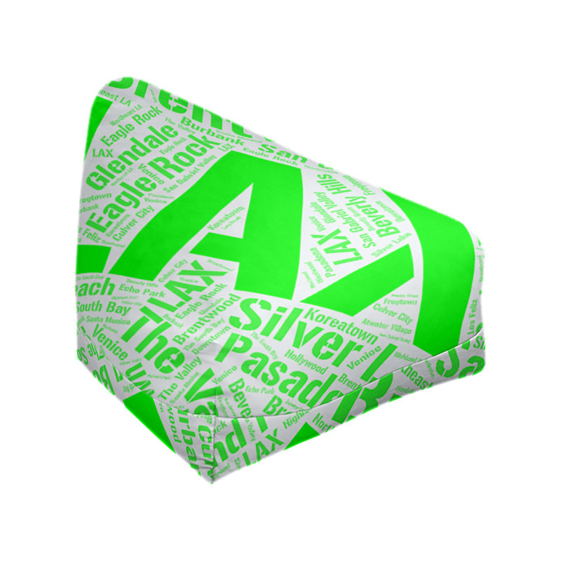 Classic Bean Bag, 30" H x 27" W x 25" D, Green Polyester Blend, Los Angeles