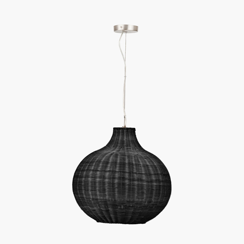 Saoirse 1 - Light Satin Nickel Urn Pendant, Black